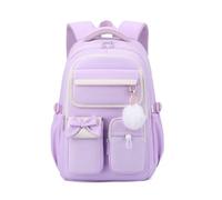 FANDARE Schulrucksack Mädchen Damen Leichter Rucksack mit Kofferaufnahme für Koffer Atmungsaktives Rückensystem mit Netzbelüftung S-förmige Schultergurte & Brustgurt Helllila