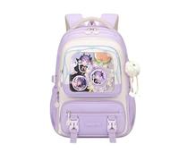 FANDARE Schulrucksack Mädchen Teenager Kawaii Rucksack mit Kofferaufnahme & vielen Fächern - Leichter Tagesrucksack Geräumig Wasserabweisend für Schule Reisen Lila