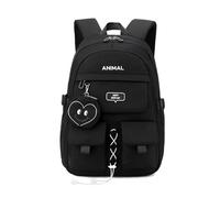 FANDARE Schulrucksack Rucksack Teenager Schule College-Schulrucksack Tagesrucksäcke mit Geldbörse Damenrucksack Schultaschen Damen Daypack Schulranzen Laptop Rucksack für Ausflüge Uni Schule Schwarz