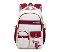 FANDARE Schulrucksack Teenager Schulrucksack Mädchen Schultasche Rucksack Schule Damen Herren Tagesrucksack Rucksack Laptop Rucksack Leichter Rucksack Uni Rucksack Wasserdicht Daypack Weinrot