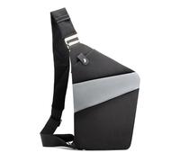 FANDARE Segmentiert Brustasche Anti Diebstahl Sling Bag Herren Sport Damen Umhängetasche Links Schulter Crossbody Messenger-Bags Schultertaschen für Reise Schule Wandern Bodybag Schwarz Grau