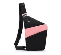 FANDARE Segmentiert Brustasche Anti Diebstahl Sling Bag Herren Sport Damen Umhängetasche Links Schulter Crossbody Messenger-Bags Schultertaschen für Reise Schule Wandern Bodybag Schwarz Rosa