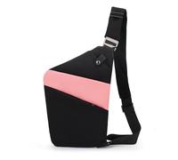 FANDARE Segmentiert Brustasche Anti Diebstahl Sling Bag Herren Sport Damen Umhängetasche Rechts Schulter Crossbody Messenger-Bags Schultertaschen für Reise Schule Wandern Bodybag Schwarz Rosa