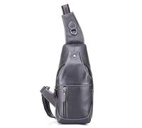 FANDARE Sling Bag Leder Brusttasche Schultertasche Wasserresistent Tragetasche Herren Umhängetasche zum Wandern,Radfahren,Reisen,Freizeit oder Multipurpose Tagepacks Grau Braun