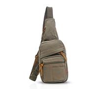 FANDARE Sling Bag Schultertasche, Schule, Reisen, Messenger, Brusttasche, für Männer und Frauen, Segeltuch, Armee grün, L, Freizeitrucksack