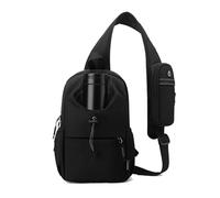 FANDARE Sport Brustasche Herren Sling Crossbody Bag mit Schultertasche & Wasserhalter Umhängetasche Damen Messenger Bags Schultertaschen für Reise Schule Wandern Bodybag Schwarz