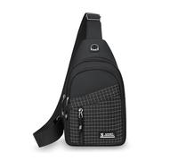 FANDARE Sport Brusttasche Damen Herren Umhängetasche Sling Crossbody Bag Frauen Schultertaschen Tagestaschen mit Kopfhörerloch für Männer Reisen Outdoor Wandern Multipurpose Tagepacks Schwarz