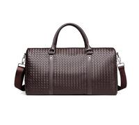 FANDARE Sporttasche Herren Damen Reisetasche mit Nassfach PU Leder Gewebte Weekender Handgepäck Weekender Bag Saunatasche Schwimmtasche Doktortasche Trainingstasche Badetasche Urlaubstasche Braun
