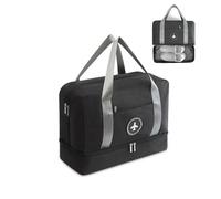 FANDARE Sporttasche Reisetasche Größe der Kabinenreisetasche Weekender mit Schuhfach 24 L Fitnesstasche Trainingstasche für Damen Herren Handgepäck für Reisen Übernachtung Strandhandtasche Schwarz