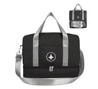 FANDARE Sporttasche Reisetasche Schultertasche Handgepäck Weekender Rucksack Damen Herren für Übernachtung Strandhandtasche Kosmetiktasche Camping Schwimmen Trainieren mit Schuhe Abteil Grau A