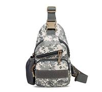 FANDARE Tactical Schultertasche Herren Brusttasche Umhängetasche Rucksack mit USB Sling Rucksack Militär Sporttasche für Wandern,Abenteuer,Sport, Reisen und Joggen Grau Camo