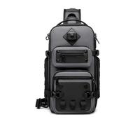 FANDARE Taktisch Brusttasche für Herren Bauchtasche Schultertasche Crossbody Sling Bag mit Stativhalterung Umhängetaschen Verstellbare Schultergurte für Wandern Reisen Crossover Daypacks Dunkelgrau