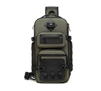 FANDARE Taktisch Brusttasche für Herren Bauchtasche Schultertasche Crossbody Sling Bag mit Stativhalterung Umhängetaschen Verstellbare Schultergurte für Wandern Reisen Crossover Daypacks Armeegrün