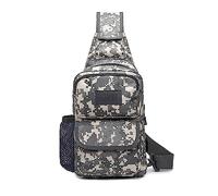 FANDARE Taktisch Brusttasche Military Schultertasche Sling Bag Herren Damen Umhängetaschen mit USB-Ladeanschluss Schultertasche Crossover Rucksack für Reisen Wandern Crossbody Pack Grau Camo
