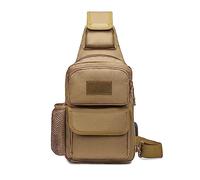 FANDARE Taktisch Brusttasche Military Schultertasche Sling Bag Herren Damen Umhängetaschen mit USB-Ladeanschluss Schultertasche Crossover Rucksack für Reisen Wandern Crossbody Pack Braun