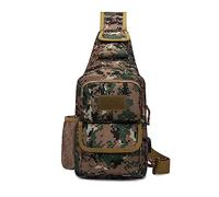 FANDARE Taktisch Brusttasche Military Schultertasche Sling Bag Herren Damen Umhängetaschen mit USB-Ladeanschluss Schultertasche Crossover Rucksack für Reisen Wandern Crossbody Pack Grün Braun