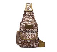 FANDARE Taktisch Brusttasche Military Schultertasche Sling Bag Herren Damen Umhängetaschen mit USB-Ladeanschluss Schultertasche Crossover Rucksack für Reisen Wandern Crossbody Pack Braun Camo