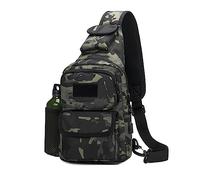 FANDARE Taktisch Brusttasche Military Schultertasche Sling Bag Herren Damen Umhängetaschen mit USB-Ladeanschluss Schultertasche Crossover Rucksack für Reisen Wandern Crossbody Pack Schwarz Camo