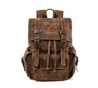 FANDARE Trekkingrucksäcke Herren Leinwand Tagesrucksäcke Damen Wanderrucksack mit Kordelzug Outdoorrucksack Reiserucksack Daypacks für Wandern Camping Radfahren Bergsteigen und Reisen Braun