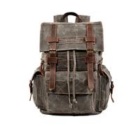 FANDARE Trekkingrucksäcke Herren Leinwand Tagesrucksäcke Damen Wanderrucksack mit Kordelzug Outdoorrucksack Reiserucksack Daypacks für Wandern Camping Radfahren Bergsteigen und Reisen Grün