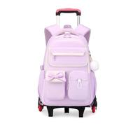 FANDARE Trolley Rucksack Damen - 35L Kofferrucksack mit Rollen, Wasserdichter Schulrucksack für Mädchen mit 15,6 Zoll Laptopfach, 6 Rollen & verstärkter Boden für Stabilität Helllila