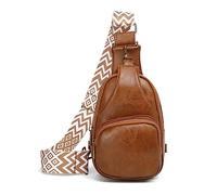 FANDARE Ultraleicht Brusttasche Damen Handtaschen Elegant Handy Umhängetasche PU Leder Sling Tasche mit verstellbarem, breitem Riemen Schultertasche Frauen Handytasche zum Umhängen Damentasche Braun