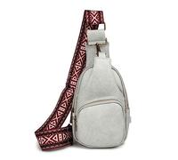 FANDARE Ultraleicht Brusttasche Damen Handtaschen Elegant Handy Umhängetasche PU Leder Sling Tasche mit verstellbarem, breitem Riemen Schultertasche Frauen Handytasche zum Umhängen Damentasche Grau