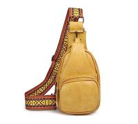 FANDARE Ultraleicht Brusttasche Damen Handtaschen Elegant Handy Umhängetasche PU Leder Sling Tasche mit verstellbarem, breitem Riemen Schultertasche Frauen Handytasche zum Umhängen Damentasche Gelb