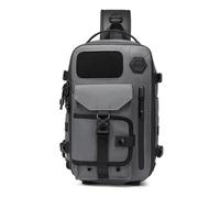 FANDARE Ultraleicht Brusttasche Herren Military Schultertasche Herren Taktisch Sling Crossbody Bag Modern Umhängetaschen Handytasche für Wandern Reisen Camping Trekking Daypacks Grau