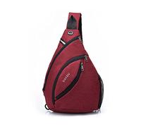 FANDARE Ultraleicht Brusttasche Schultertasche Herren Sling Chest Bag Wasserdicht Umhängetasche mit Kopfhörerloch Reflexstreifen für Outdoor Sport Wandern Radfahren Reisen SchultertascheRot