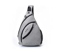 FANDARE Ultraleicht Brusttasche Schultertasche Herren Sling Chest Bag Wasserdicht Umhängetasche mit Kopfhörerloch Reflexstreifen für Outdoor Sport Wandern Radfahren Reisen Schultertasche Grau