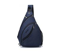 FANDARE Ultraleicht Brusttasche Schultertasche Herren Sling Chest Bag Wasserdicht Umhängetasche mit Kopfhörerloch Reflexstreifen für Outdoor Sport Wandern Radfahren Reisen Schultertasche Blau