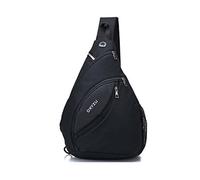FANDARE Ultraleicht Brusttasche Schultertasche Herren Sling Chest Bag Wasserdicht Umhängetasche mit Kopfhörerloch Reflexstreifen für Outdoor Sport Wandern Radfahren Reisen SchultertascheSchwarz