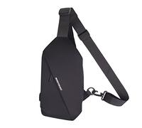 FANDARE Ultraleicht Brusttasche Sling Rucksack mit USB-Ladeanschluss Daypacks Herren Damen Schultertasche Umhängetasche für Outdoor Sport Wandern Radfahren Reisen Wasserdicht Polyester Schwarz