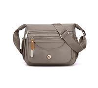 FANDARE Ultraleicht Damen Umhängetasche Nylon Schultertasche Handtaschen Elegant Umhängetasche mit verstellbarem breitem Riemen Frauen zum Umhängen Damentasche Multi-Tasche Messenger Bag Grau