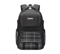 FANDARE Ultraleicht Rucksack Schulranzen Schultaschen Schulrucksack Damen Herren Schultasche für Jugendliche Schüler Universität Outdoor Reisen Daypacks Rucksack Wasserdicht Polyester Schwarzes Gitter