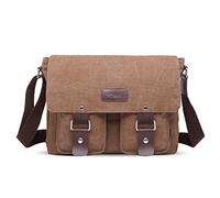 FANDARE Leinwand Messenger Bag Umhängetasche 7.9 inch iPad Tasche Schultertasche Unisex Segeltuch Tasche Arbeiten Tasche für Männer und Frauen, Herren/Damen Reise Umhängetasche Braun