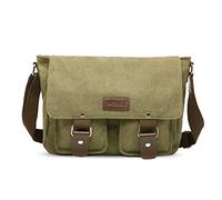 FANDARE Umhängetasche aus Segeltuch, Unisex, Schultertasche, Herren/Damen, Segeltuch, Messenger-Tasche, 7,9 Zoll, iPad, Schultertasche, für Arbeit, Uni, Reisen, Sport, grün, L, Vintage