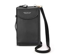 FANDARE Umhängetasche Damen Schultertaschen Geldbörse Leichte Handy-Brieftasche Crossbody Bag für Mädchen Einkaufen Party Schule Reise Unterarmtasche Wasserdicht PU Schwarz AA