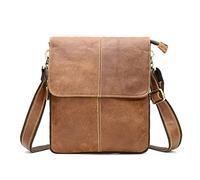 FANDARE Umhängetasche Herren Leder Handy Schultertasche Herrentasche zum Umhängen Wasserdicht Messenger-Bags für Reise Schule Hochschule Arbeit Outdoor Erweiterbar Schulranzen Braun B