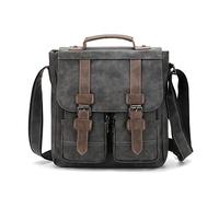 FANDARE Umhängetasche Herren Leder Schultertasche Herrentasche zum Umhängen Wasserdicht Messenger-Bags Aktentasche für Reise Schule Hochschule Arbeit Outdoor Schulranzen Grau-braun