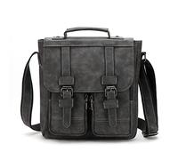 FANDARE Umhängetasche Herren Leder Schultertasche Herrentasche zum Umhängen Wasserdicht Messenger-Bags Aktentasche für Reise Schule Hochschule Arbeit Outdoor Schulranzen Grau