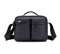 FANDARE Umhängetasche Herren Schultertasche Männerhandtasche Laptoptasche Leder Messenger Bag Arbeitstaschen Businesstasche Ordner Arbeit Reise Sport Schulranzen Kuriertasche Collegetasche Schwarz