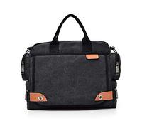 FANDARE Umhängetasche Herrentasche Segeltuch Schultertasche Lehrertasche Laptoptasche für 12.9 Zoll Notebook Kuriertasche Crossbody Messenger Bag Aktentasche für Schule Freizeit Reise Business Schwarz