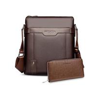 FANDARE Umhängetasche/Laptoptasche Herren, PU Schultertasche Herren, Business Reisetasche Büro Arbeitstasche passt 9,7 Zoll Tablets, Wasserdicht Messenger Tasche,mit Geldbörsen Tasche Braun A