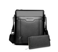 FANDARE Umhängetasche/Laptoptasche Herren, PU Schultertasche Herren, Business Reisetasche Büro Arbeitstasche passt 9,7 Zoll Tablets, Wasserdicht Messenger Tasche,mit Geldbörsen Tasche Schwarz A