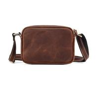 FANDARE Umhängetasche Leder Herren Herrentasche Damen Schultertasche Echtes Leder Handgelenktasche Arzttasche Schultertasche Crossbody Bag Arbeitstasche Messenger Bags Geschenk für Männer Braun