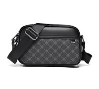 FANDARE Umhängetasche PVC Leder Herren Herrentasche Retro Horizontal Damen Schultertasche Handgelenktasche Arzttasche Schultertasche Crossbody Messenger Bag Arbeitstasche Geschenk für Männer Schwarz