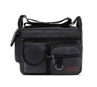 FANDARE Umhängetasche Schultertasche 7.9 inch Tablet Tasche Unisex Vintage Canvas Messenger Tasche für Damen/Herren Schwarz