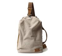FANDARE Umhängetasche, Unisex Vintage Canvas Brusttasche Bauchtasche, Hände frei Leichte Crossbody Sling Pack für Herren Damen, Brust Crossbody Taschen für Pendler, Reisen, Festivals Off-White